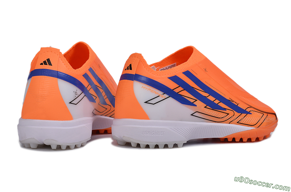 Adidas F50 Hyperfast Elite Laceless TF Artificial Turf Soccer Shoes - Orange/Solar Orange/Lucid Blue 6