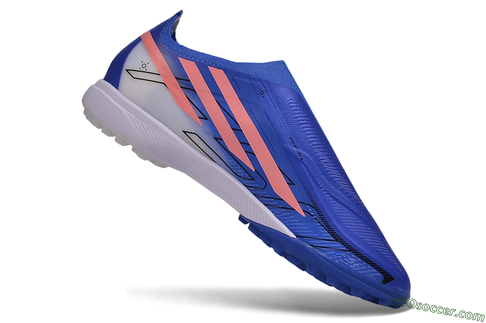 Adidas F50 Hyperfast Elite Laceless TF Artificial Turf Soccer Shoes - Blue/Lucid Blue/Solar Pink 4