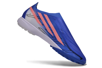 Adidas F50 Hyperfast Elite Laceless TF Artificial Turf Soccer Shoes - Blue/Lucid Blue/Solar Pink