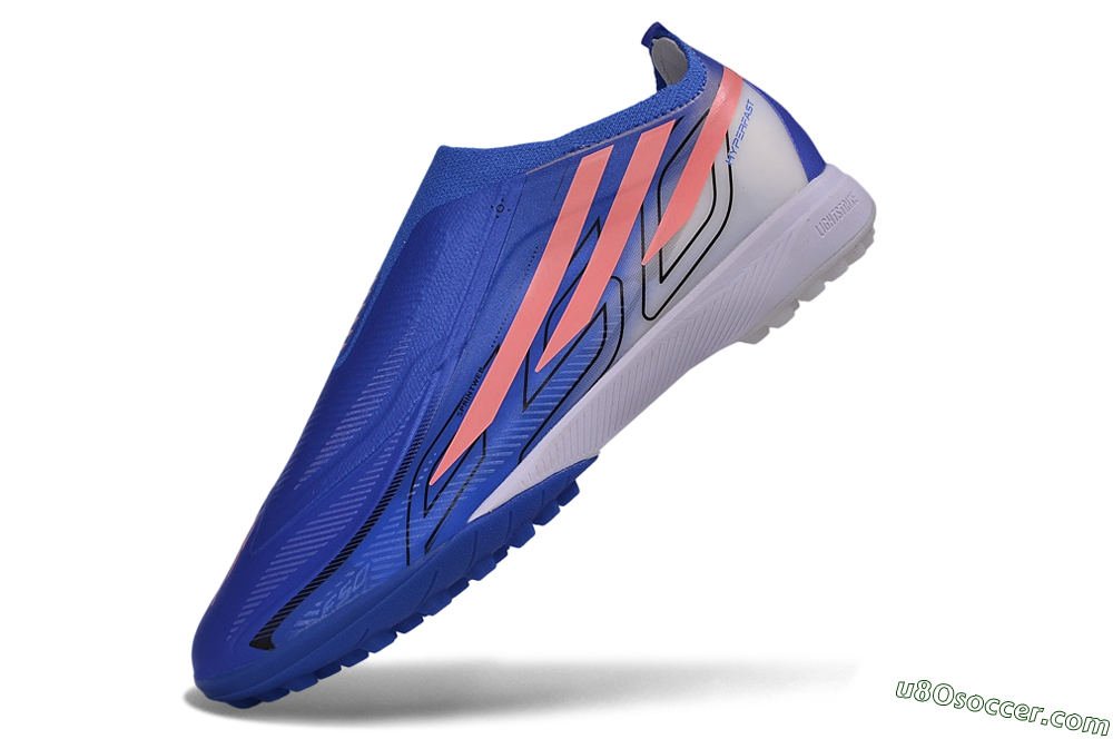 Adidas F50 Hyperfast Elite Laceless TF Artificial Turf Soccer Shoes - Blue/Lucid Blue/Solar Pink 5
