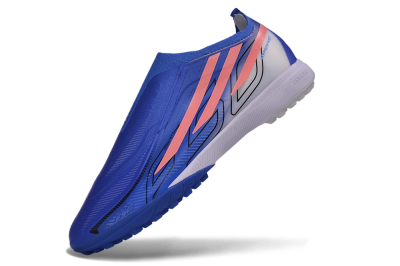 Adidas F50 Hyperfast Elite Laceless TF Artificial Turf Soccer Shoes - Blue/Lucid Blue/Solar Pink
