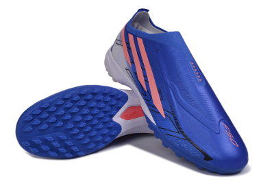 Adidas F50 Hyperfast Elite Laceless TF Artificial Turf Soccer Shoes - Blue/Lucid Blue/Solar Pink
