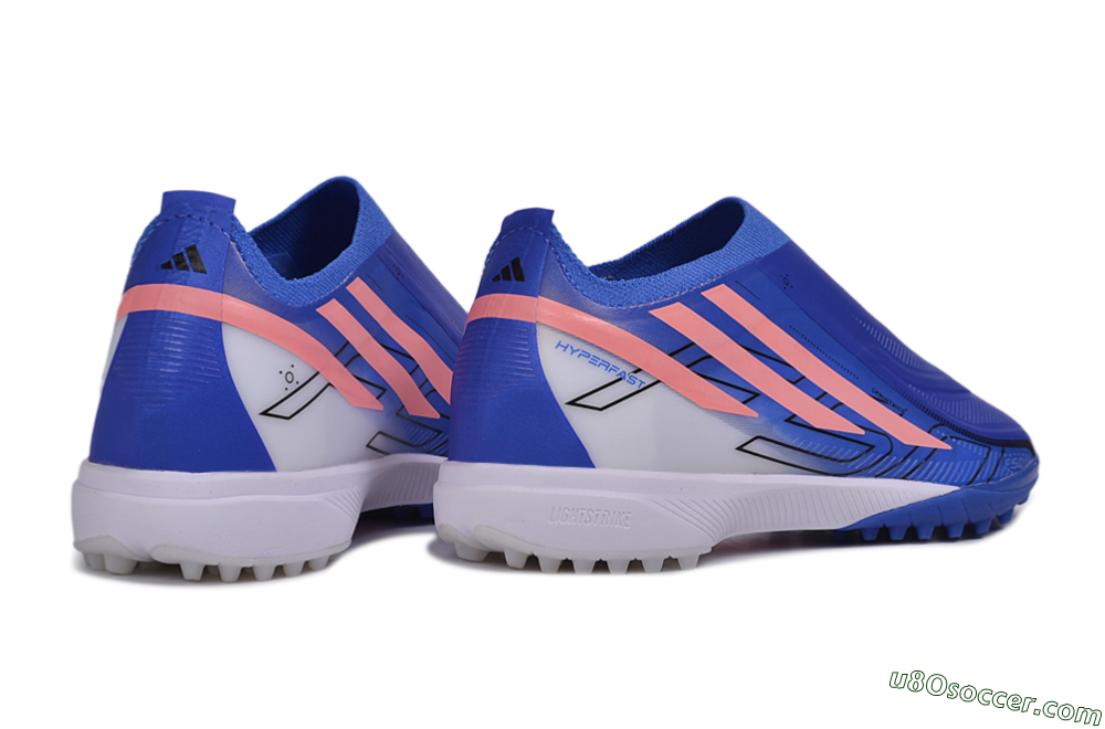 Adidas F50 Hyperfast Elite Laceless TF Artificial Turf Soccer Shoes - Blue/Lucid Blue/Solar Pink 6