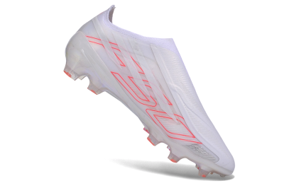 Adidas F50 Hyperfast Elite Laceless FG Firm Ground Soccer Cleats - White/Cloud White/Solar Red