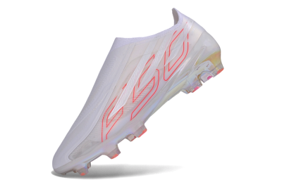 Adidas F50 Hyperfast Elite Laceless FG Firm Ground Soccer Cleats - White/Cloud White/Solar Red