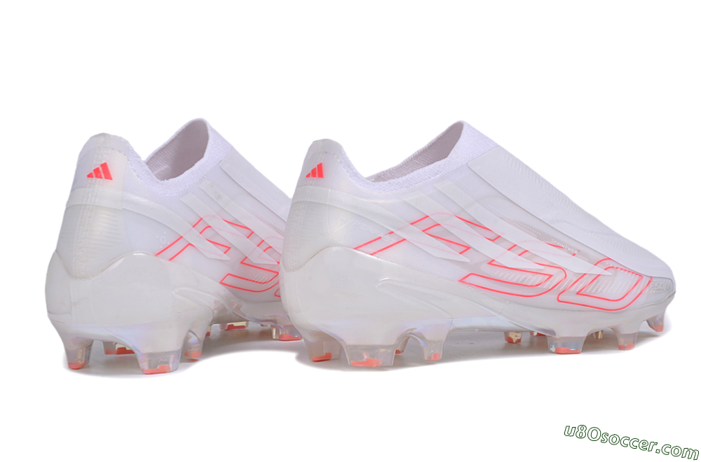 Adidas F50 Hyperfast Elite Laceless FG Firm Ground Soccer Cleats - White/Cloud White/Solar Red 6