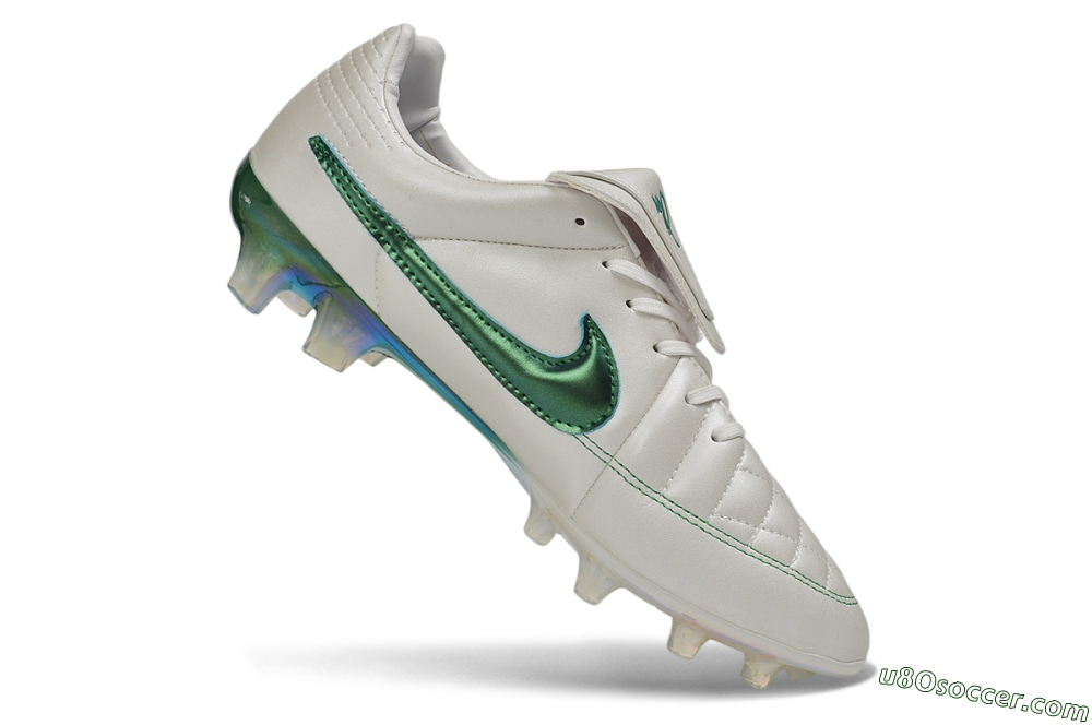 Nike Tiempo Legend SE FG Firm Ground Soccer Cleats - White/Pearl White/Emerald Green 4