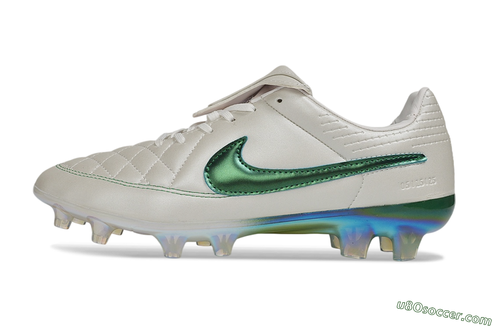 Nike Tiempo Legend SE FG Firm Ground Soccer Cleats - White/Pearl White/Emerald Green 2