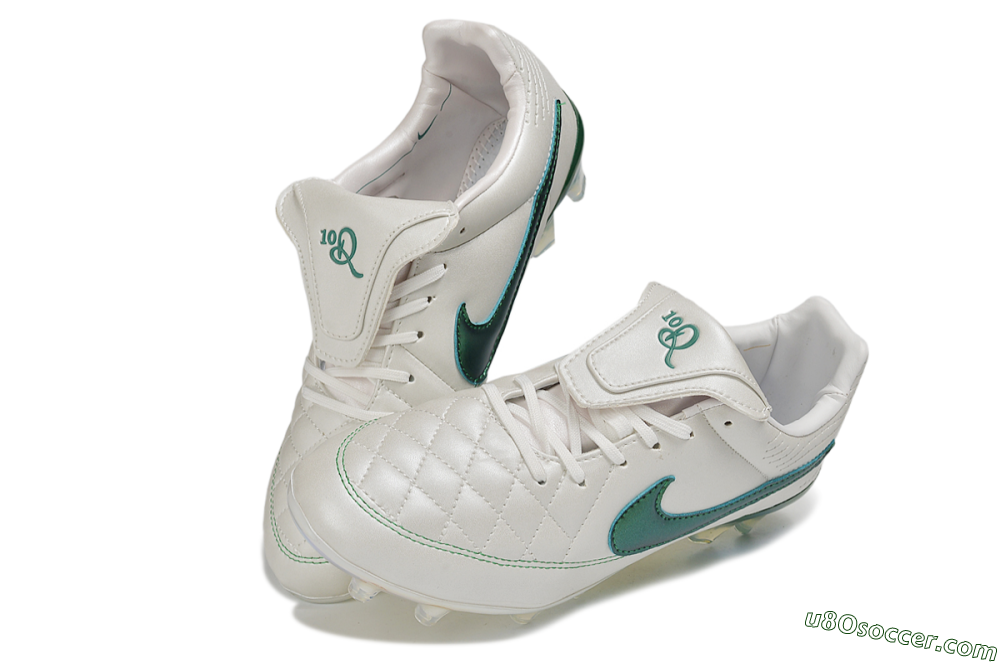 Nike Tiempo Legend SE FG Firm Ground Soccer Cleats - White/Pearl White/Emerald Green 3