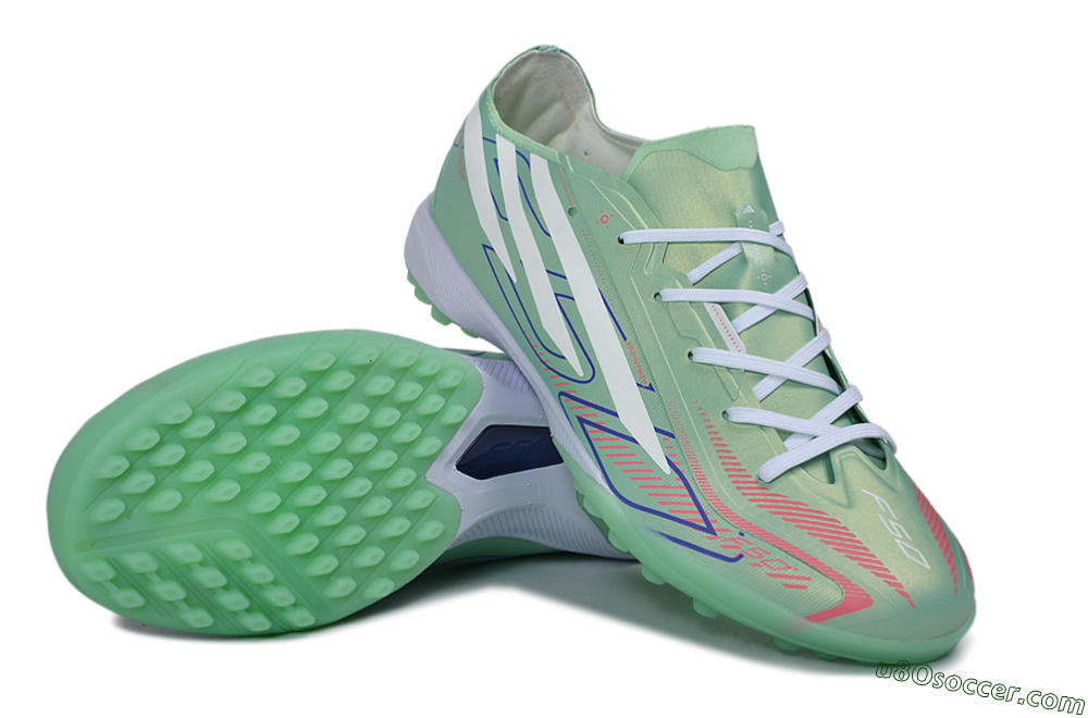 Adidas F50 Hyperfast Pro TF Artificial Turf Soccer Shoes - Green/Mint Green/White 3