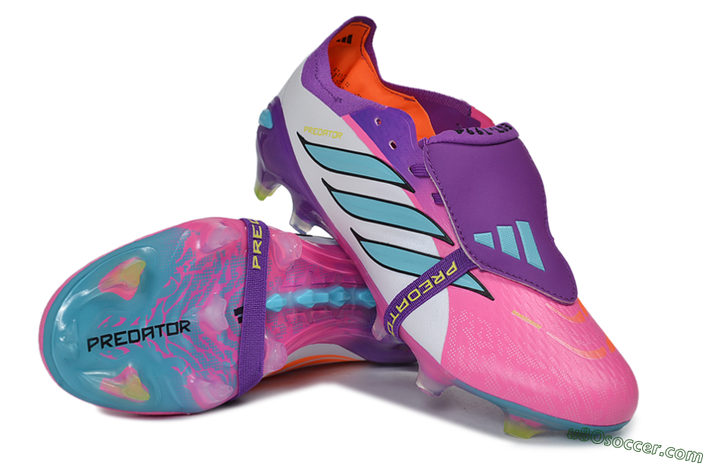 Adidas Predator 26 Elite Fold-Over Tongue FG Firm Ground Soccer Cleats - Purple/Berry Blast/Lucid Cyan 3