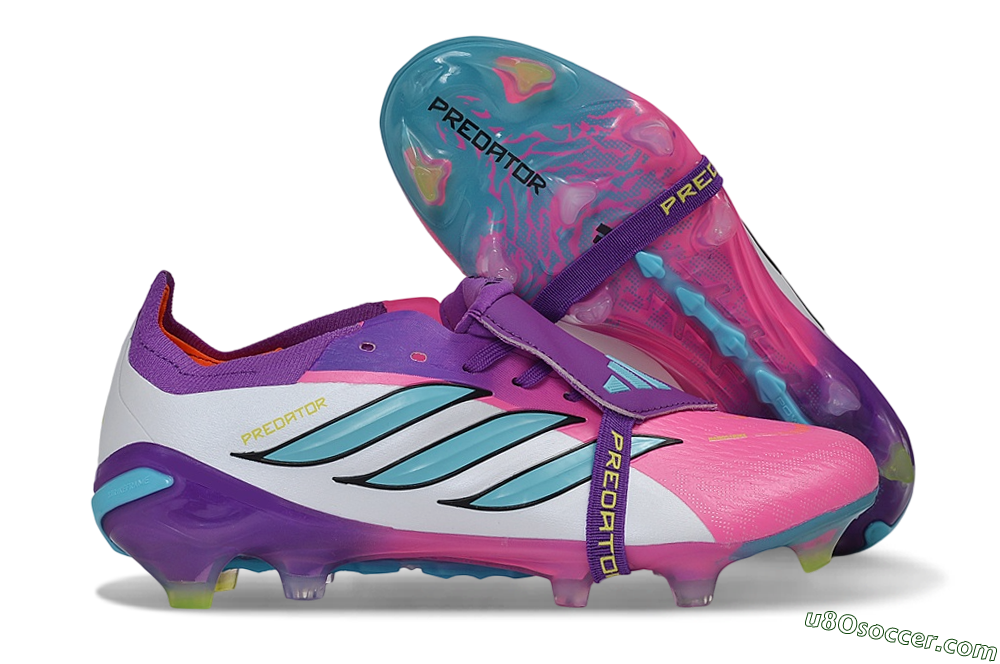 Adidas Predator 26 Elite Fold-Over Tongue FG Firm Ground Soccer Cleats - Purple/Berry Blast/Lucid Cyan 1