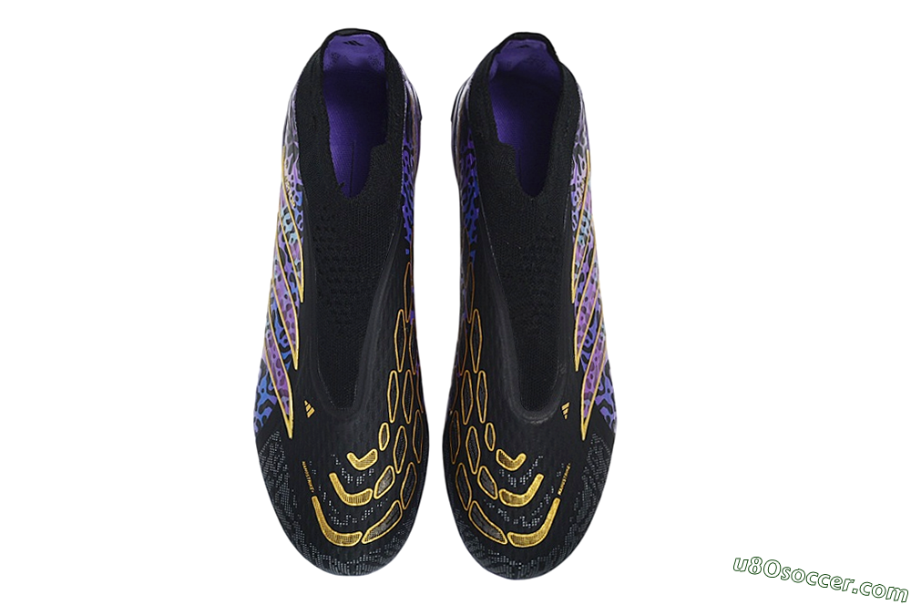 Adidas Predator 26 Elite Laceless FG Firm Ground Soccer Cleats - Black/Core Black/Metallic Purple 4