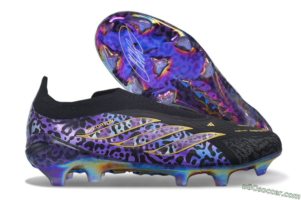 Adidas Predator 26 Elite Laceless FG Firm Ground Soccer Cleats - Black/Core Black/Metallic Purple 1