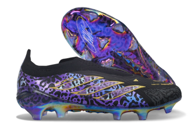 Adidas Predator 26 Elite Laceless FG Firm Ground Soccer Cleats - Black/Core Black/Metallic Purple