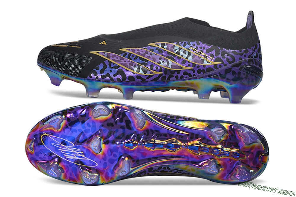 Adidas Predator 26 Elite Laceless FG Firm Ground Soccer Cleats - Black/Core Black/Metallic Purple 0