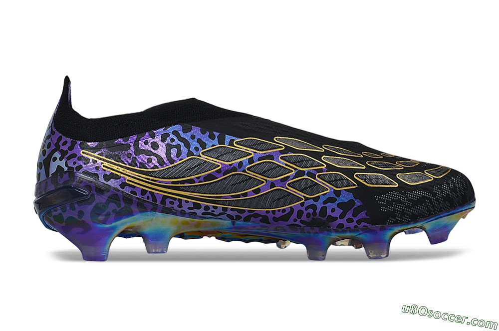 Adidas Predator 26 Elite Laceless FG Firm Ground Soccer Cleats - Black/Core Black/Metallic Purple 7