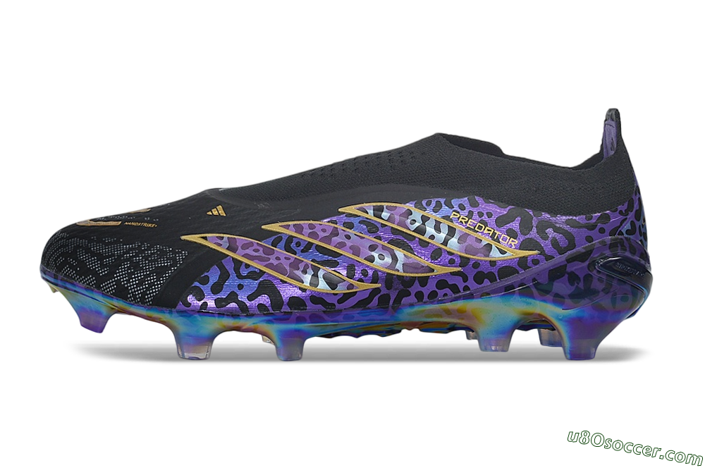 Adidas Predator 26 Elite Laceless FG Firm Ground Soccer Cleats - Black/Core Black/Metallic Purple 2