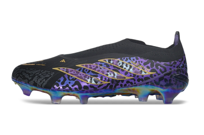 Adidas Predator 26 Elite Laceless FG Firm Ground Soccer Cleats - Black/Core Black/Metallic Purple