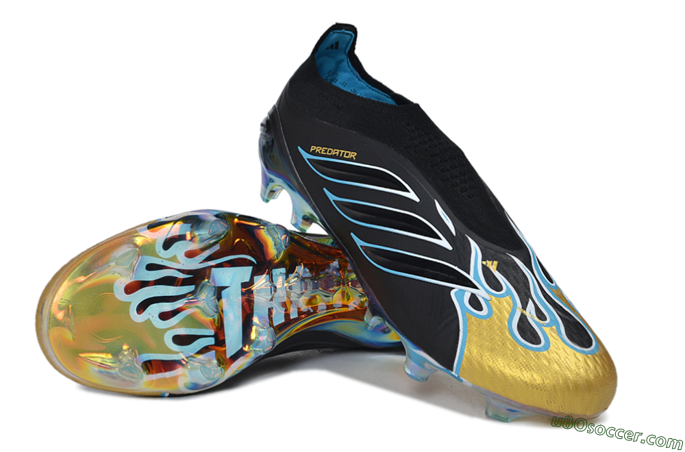 Adidas Predator 26 Elite Laceless FG Firm Ground Soccer Cleats - Black/Core Black/Metallic Gold 3