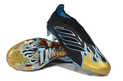 Adidas Predator 26 Elite Laceless FG Firm Ground Soccer Cleats - Black/Core Black/Metallic Gold