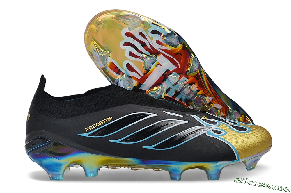 Adidas Predator 26 Elite Laceless FG Firm Ground Soccer Cleats - Black/Core Black/Metallic Gold 1
