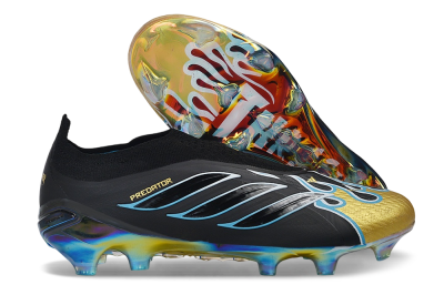 Adidas Predator 26 Elite Laceless FG Firm Ground Soccer Cleats - Black/Core Black/Metallic Gold