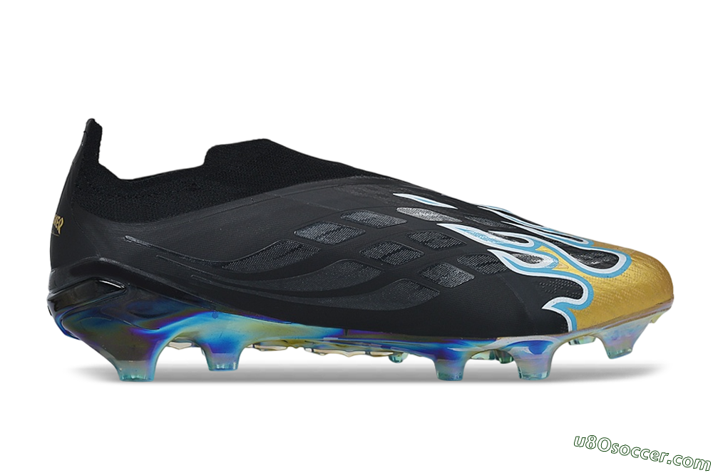 Adidas Predator 26 Elite Laceless FG Firm Ground Soccer Cleats - Black/Core Black/Metallic Gold 7