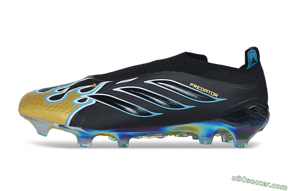 Adidas Predator 26 Elite Laceless FG Firm Ground Soccer Cleats - Black/Core Black/Metallic Gold 2