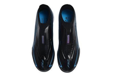 Adidas F50 Hyperfast Elite Laceless TF Artificial Turf Soccer Shoes - Black/Core Black/Lucid Blue
