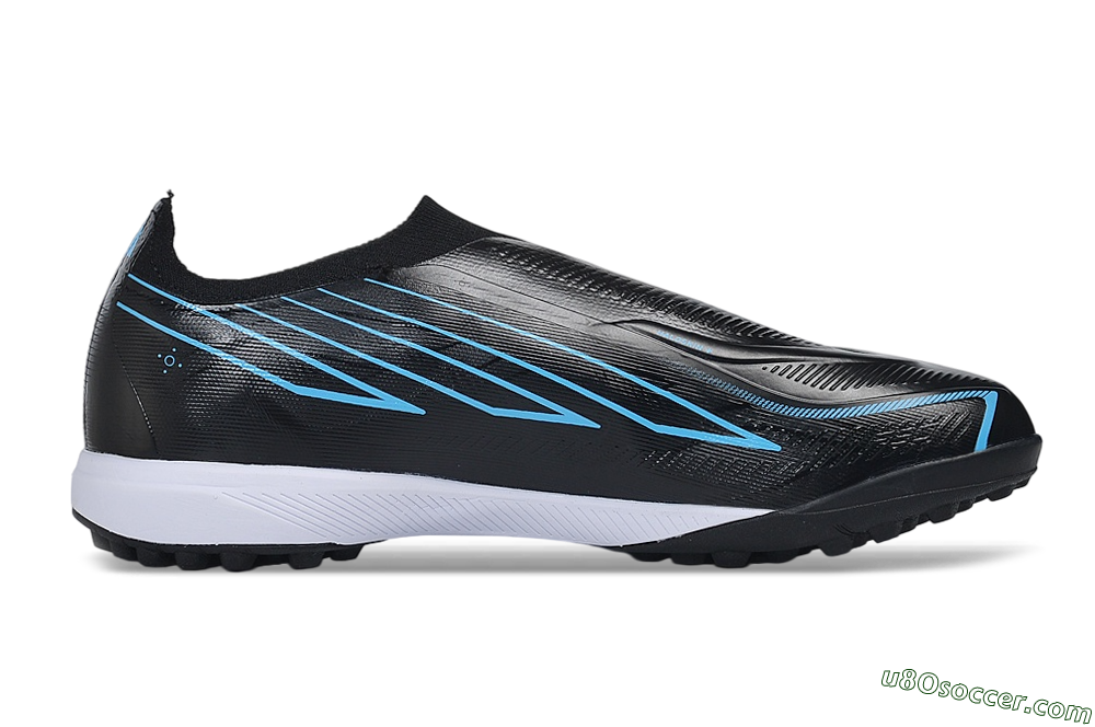 Adidas F50 Hyperfast Elite Laceless TF Artificial Turf Soccer Shoes - Black/Core Black/Lucid Blue 7