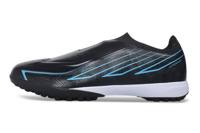 Adidas F50 Hyperfast Elite Laceless TF Artificial Turf Soccer Shoes - Black/Core Black/Lucid Blue