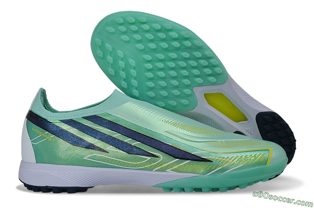 Adidas F50 Hyperfast Elite Laceless TF Artificial Turf Soccer Shoes - Green/Mint Green/Midnight Navy 1