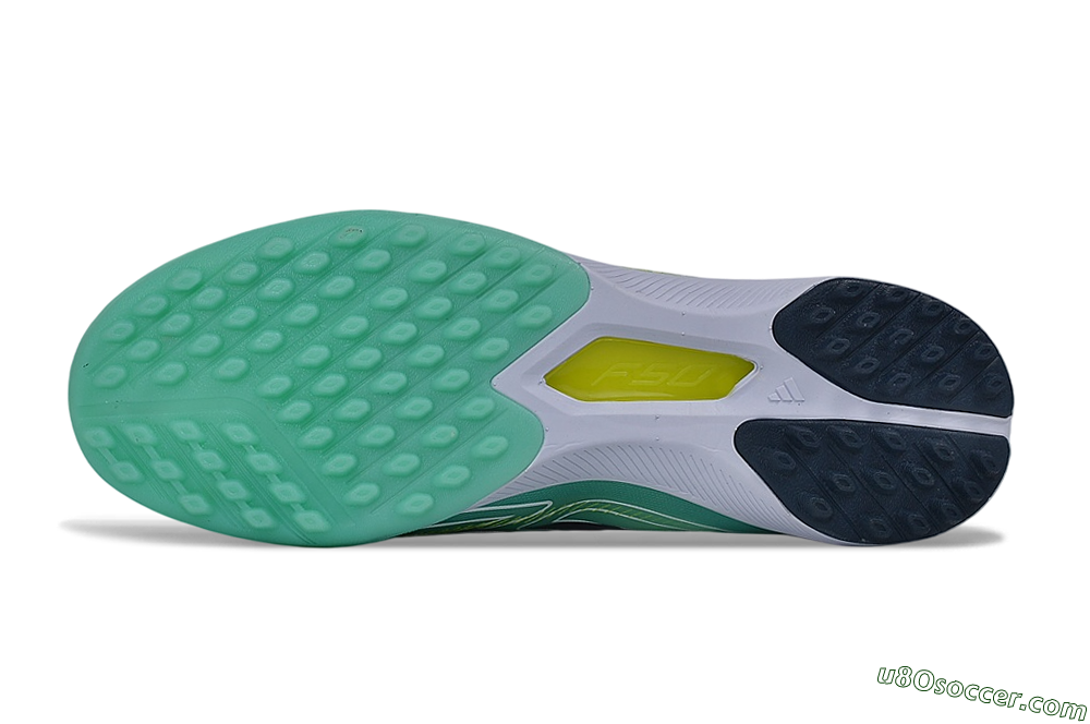 Adidas F50 Hyperfast Elite Laceless TF Artificial Turf Soccer Shoes - Green/Mint Green/Midnight Navy 6
