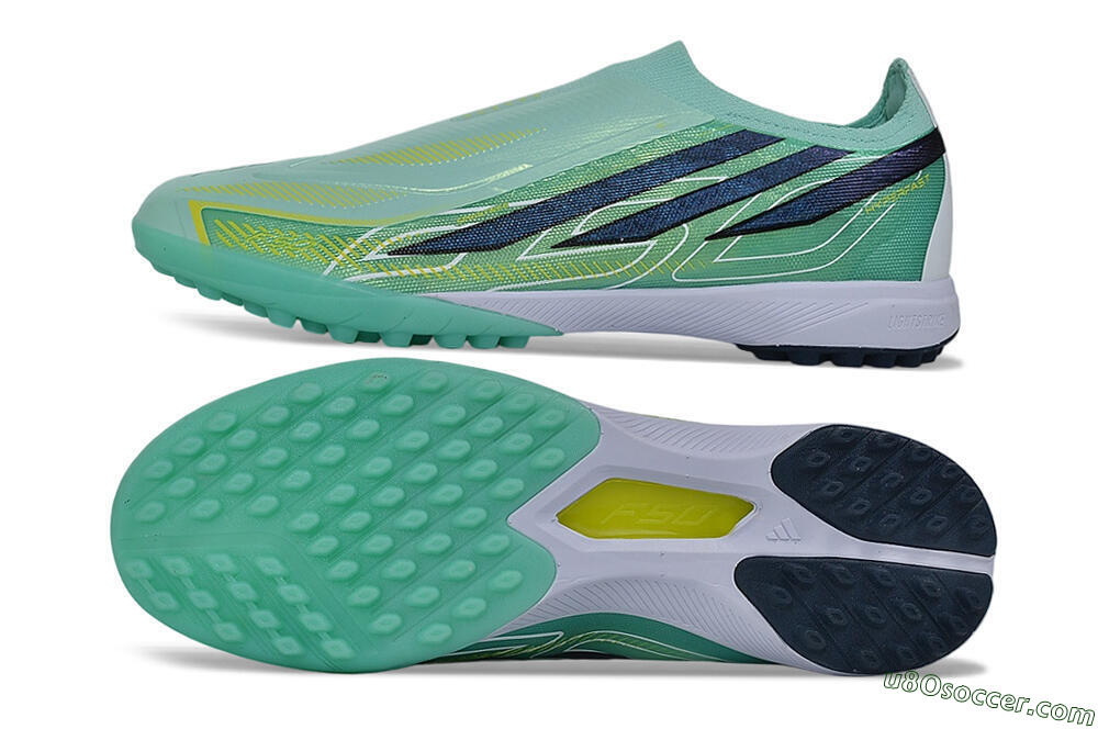 Adidas F50 Hyperfast Elite Laceless TF Artificial Turf Soccer Shoes - Green/Mint Green/Midnight Navy 0