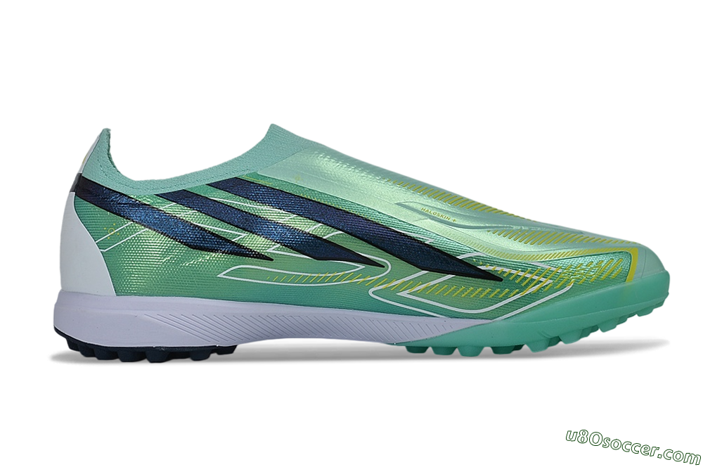 Adidas F50 Hyperfast Elite Laceless TF Artificial Turf Soccer Shoes - Green/Mint Green/Midnight Navy 7
