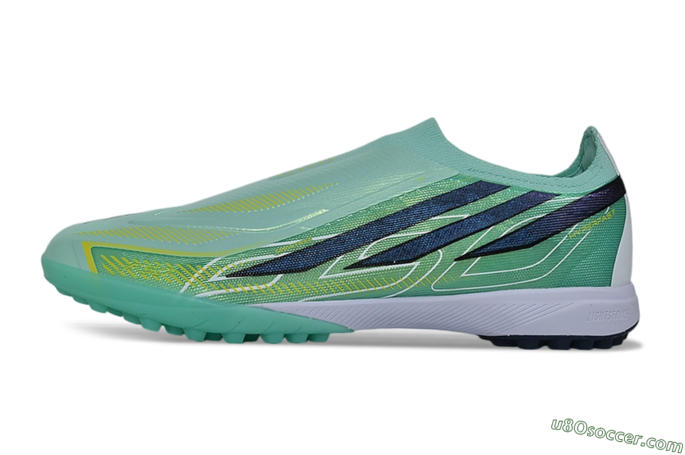 Adidas F50 Hyperfast Elite Laceless TF Artificial Turf Soccer Shoes - Green/Mint Green/Midnight Navy 2