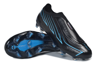 Adidas F50 Hyperfast Elite Laceless FG Firm Ground Soccer Cleats - Black/Core Black/Lucid Blue