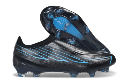 Adidas F50 Hyperfast Elite Laceless FG Firm Ground Soccer Cleats - Black/Core Black/Lucid Blue