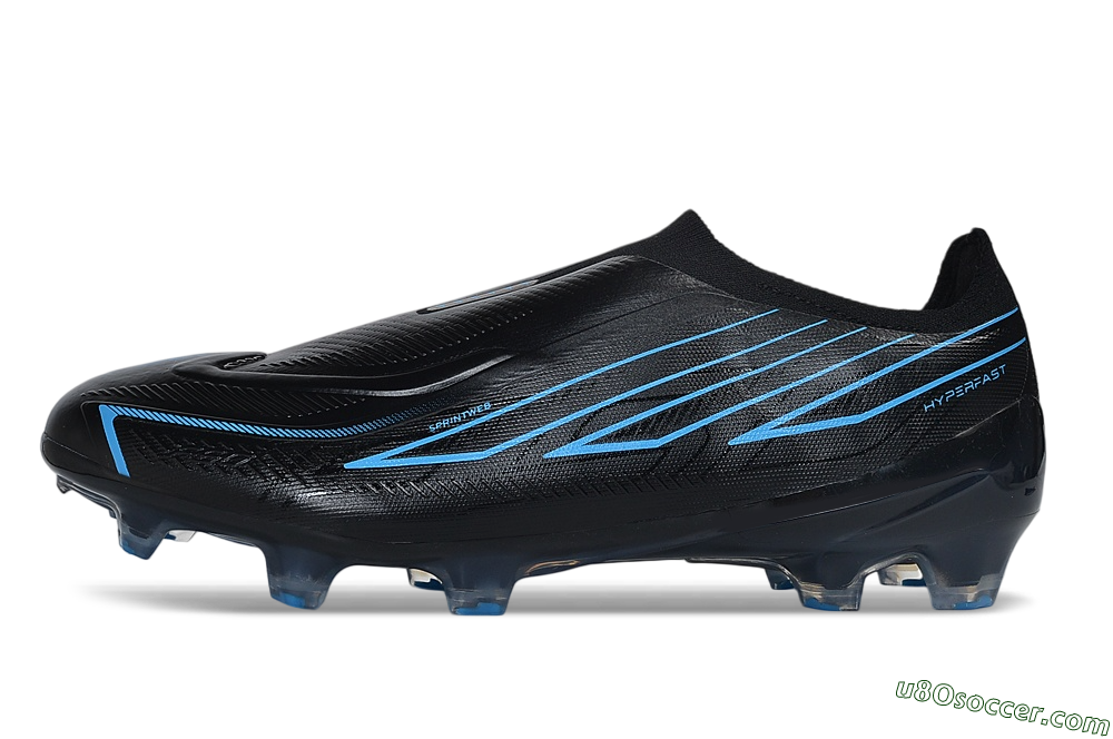 Adidas F50 Hyperfast Elite Laceless FG Firm Ground Soccer Cleats - Black/Core Black/Lucid Blue 2