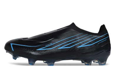 Adidas F50 Hyperfast Elite Laceless FG Firm Ground Soccer Cleats - Black/Core Black/Lucid Blue