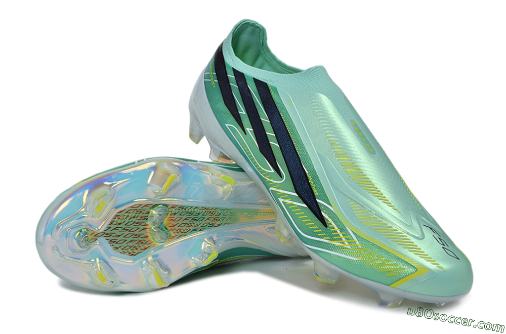 Adidas F50 Hyperfast Elite Laceless FG Firm Ground Soccer Cleats - Green/Mint/Navy 3