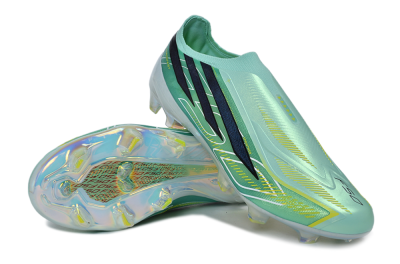 Adidas F50 Hyperfast Elite Laceless FG Firm Ground Soccer Cleats - Green/Mint/Navy