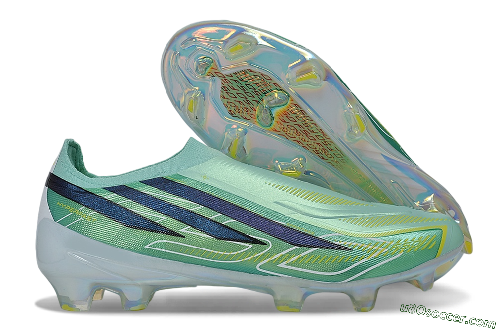 Adidas F50 Hyperfast Elite Laceless FG Firm Ground Soccer Cleats - Green/Mint/Navy 1