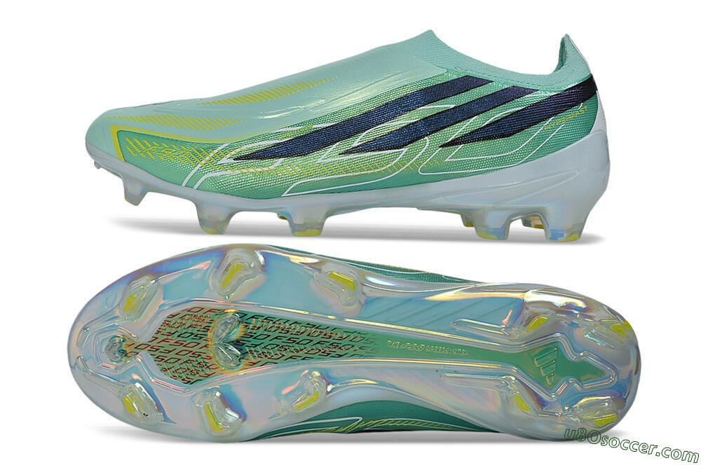 Adidas F50 Hyperfast Elite Laceless FG Firm Ground Soccer Cleats - Green/Mint/Navy 0