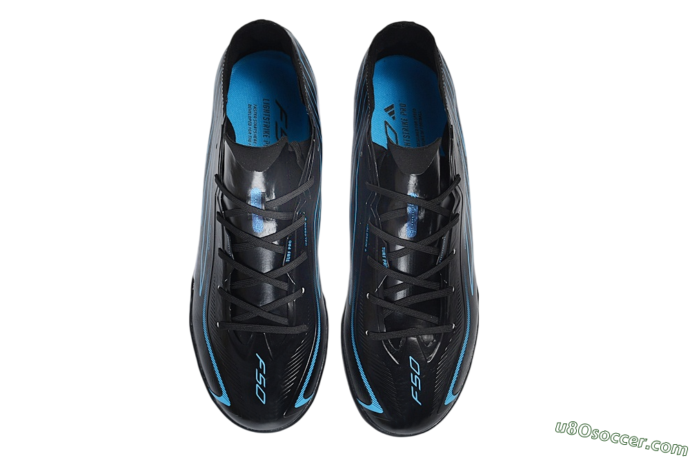 Adidas F50 Hyperfast Elite TF Artificial Turf Soccer Shoes - Black/Core Black/Lucid Blue 4