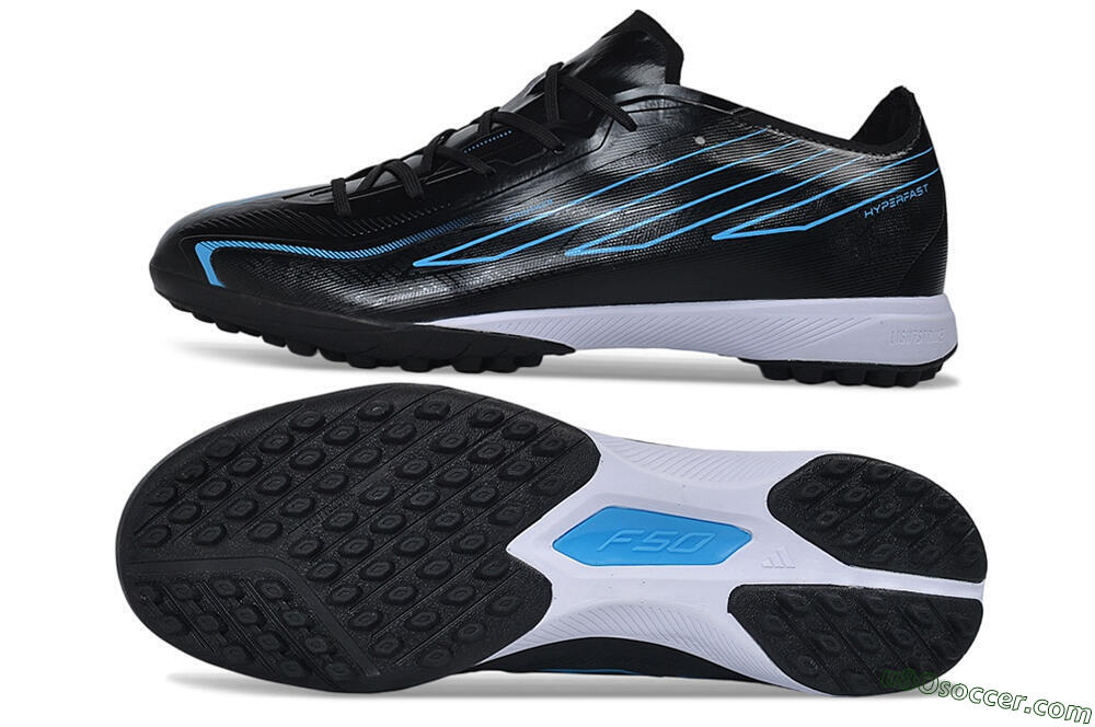 Adidas F50 Hyperfast Elite TF Artificial Turf Soccer Shoes - Black/Core Black/Lucid Blue 0