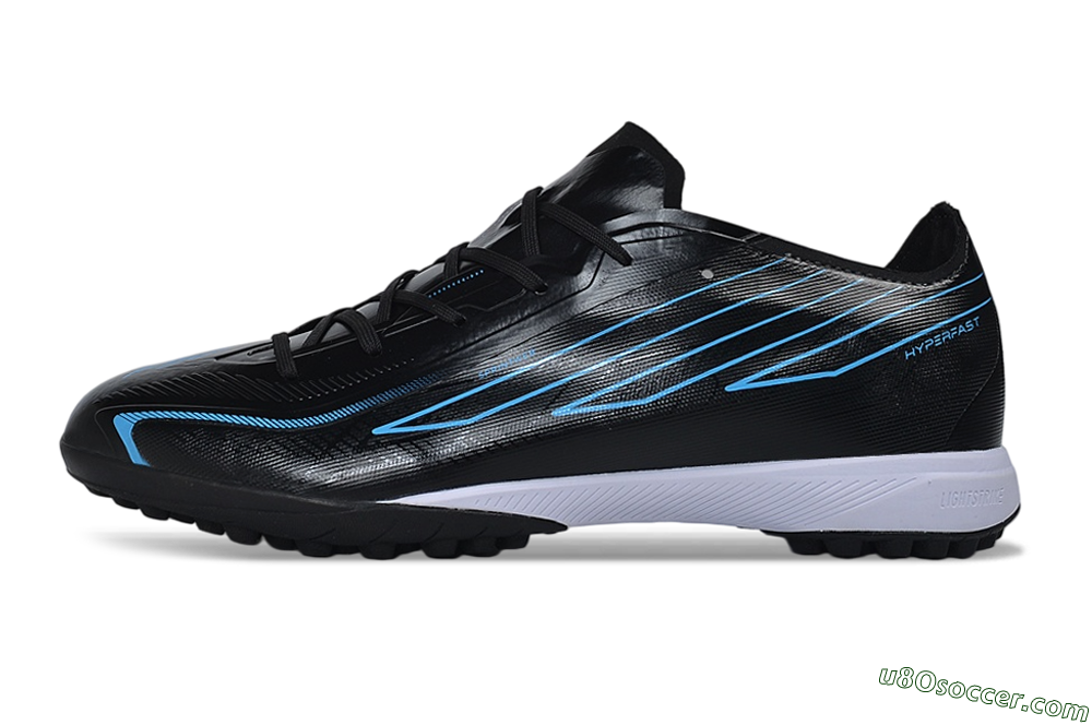 Adidas F50 Hyperfast Elite TF Artificial Turf Soccer Shoes - Black/Core Black/Lucid Blue 2