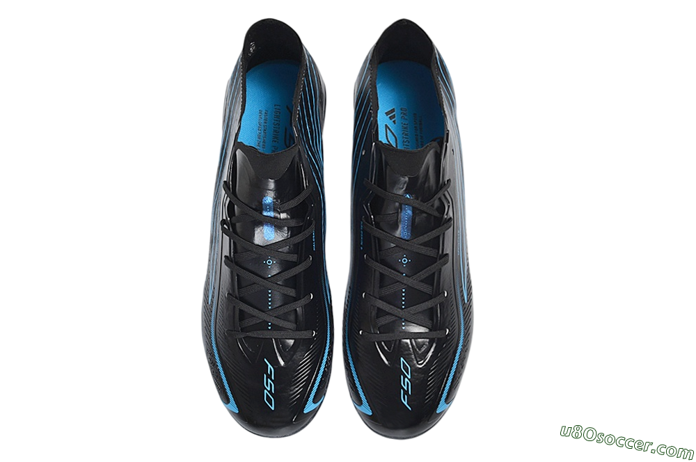 Adidas F50 Hyperfast Elite FG Firm Ground Soccer Cleats - Black/Core Black/Lucid Cyan 4