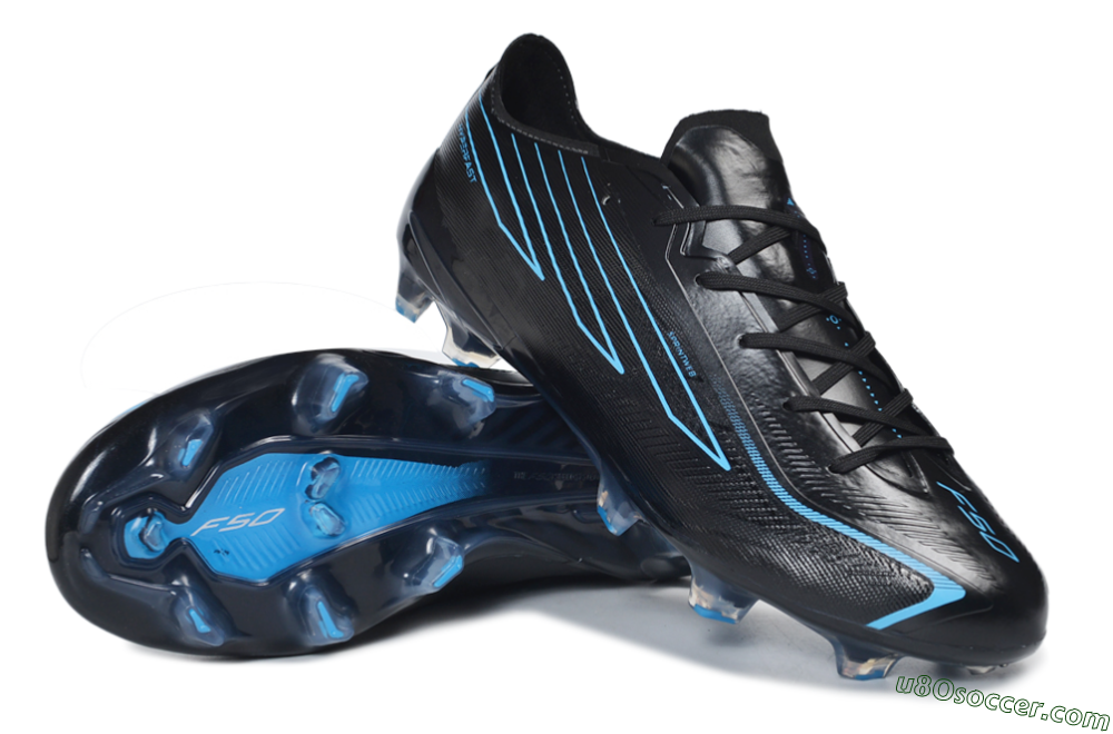 Adidas F50 Hyperfast Elite FG Firm Ground Soccer Cleats - Black/Core Black/Lucid Cyan 3